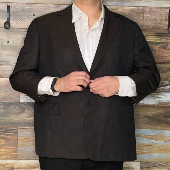 Custom Vitale Barberis Canonic Brown Striped Working Cuffs Blazer Jacket 52R - Picture 6 of 10